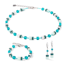 Charger l'image dans la galerie, BOUCLES D'OREILLES Dame GeoCUBE® Iconic Precious argent-vert COEUR DE LION 4010/20-0548