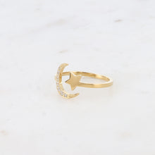 Charger l'image dans la galerie, BAGUE Femme Ondine Acier lune, étoiles et oxydes de zirconium BOHM