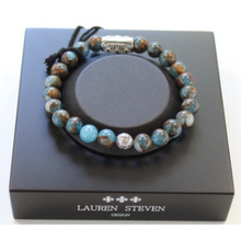 Charger l'image dans la galerie, BRACELET Unisexe AZURITE ET PERLE DE PROSPERITE LAUREN STEVEN