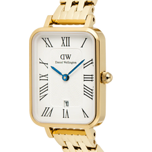 Charger l'image dans la galerie, MONTRE Dame Quadro Roman Numerals Date 5-link Gold DANIEL WELLINGTON DW00100861