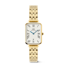 Charger l'image dans la galerie, MONTRE Dame Quadro Roman Numerals Date 5-link Gold DANIEL WELLINGTON DW00100861