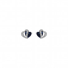 Charger l&#39;image dans la galerie, BOUCLES D OREILLES ARGENT RHODIE Femme COEUR BLEU
