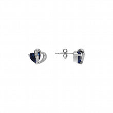 Charger l&#39;image dans la galerie, BOUCLES D OREILLES ARGENT RHODIE Femme COEUR BLEU
