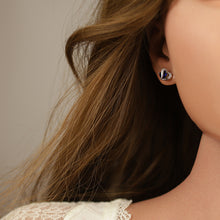 Charger l&#39;image dans la galerie, BOUCLES D OREILLES ARGENT RHODIE Femme COEUR BLEU
