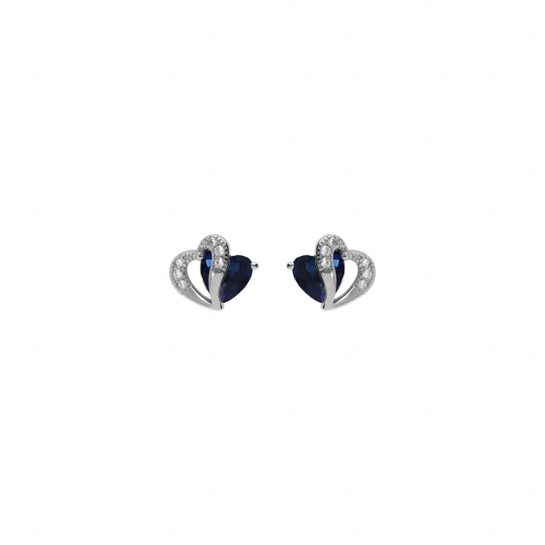 BOUCLES D OREILLES ARGENT RHODIE Femme COEUR BLEU