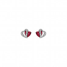 Charger l&#39;image dans la galerie, BOUCLES D OREILLES Femme ARGENT COEUR OXYDE ROUGE
