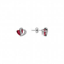 Charger l&#39;image dans la galerie, BOUCLES D OREILLES Femme ARGENT COEUR OXYDE ROUGE
