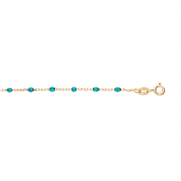BRACELET FEMME ARGENT ET DORURE JAUNE OLIVES RESINE BLEU TRANSPARENT