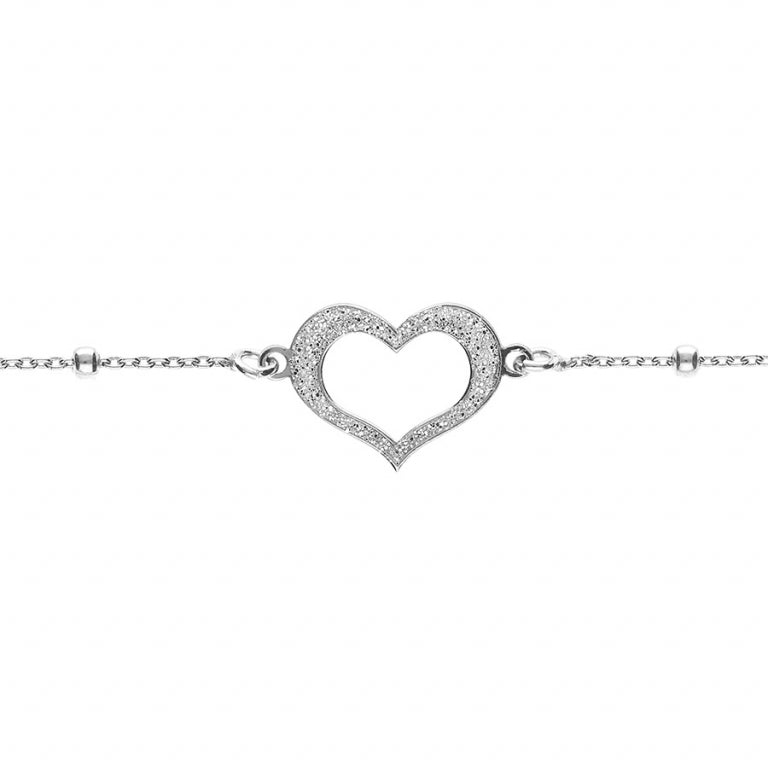BRACELET Dame coeur brillant ARGENT