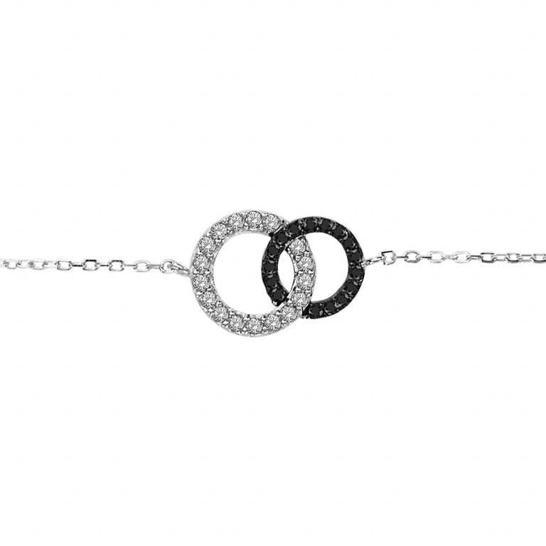 BRACELET Femme ARGENT RHODIE OZ BLANCS ET NOIRS