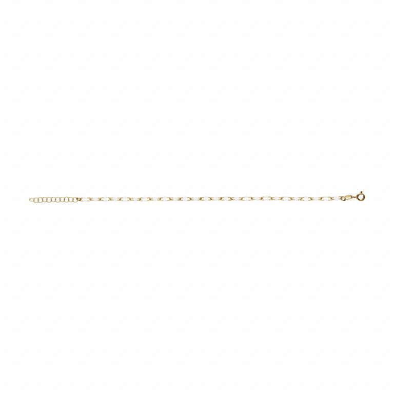 BRACELET Dame  ARGENT DORÉ OLIVES RÉSINE BLANCHE 15+3CM