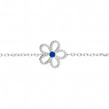Charger l&#39;image dans la galerie, BRACELET Dame fleur pierre bleue ARGENT
