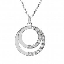 Charger l&#39;image dans la galerie, COLLIER Femme ARGENT RHODIE DOUBLE CERCLE  +  oxydes blancs
