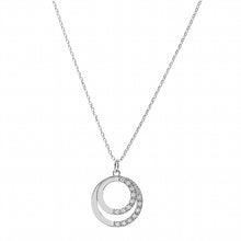 Charger l&#39;image dans la galerie, COLLIER Femme ARGENT RHODIE DOUBLE CERCLE  +  oxydes blancs
