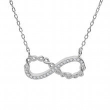 Charger l&#39;image dans la galerie, COLLIER ARGENT RHODIÉ MOTIF INFINI AVEC OXYDES BLANCS SERTIS
