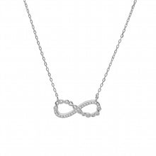 Charger l&#39;image dans la galerie, COLLIER ARGENT RHODIÉ MOTIF INFINI AVEC OXYDES BLANCS SERTIS

