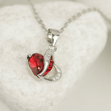 Charger l&#39;image dans la galerie, COLLIER Femme ARGENT RHODIE OXYDE ROUGE COEUR

