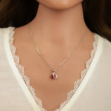 Charger l&#39;image dans la galerie, COLLIER Femme ARGENT RHODIE OXYDE ROUGE COEUR
