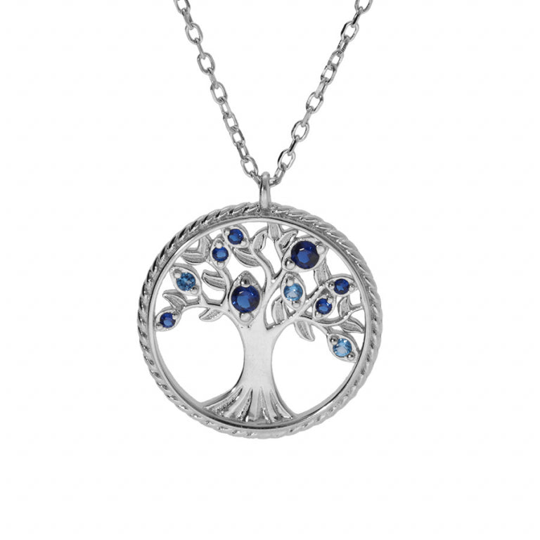 COLLIER Dame  ARGENT RHODIÉ PENDENTIF ARBRE DE VIE