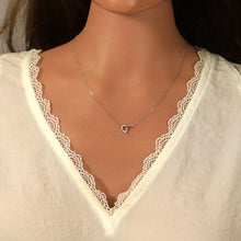 Charger l&#39;image dans la galerie, COLLIER Dame ARGENT RHODIÉ COEUR ENTRELACÉ OXYDES BLANCS
