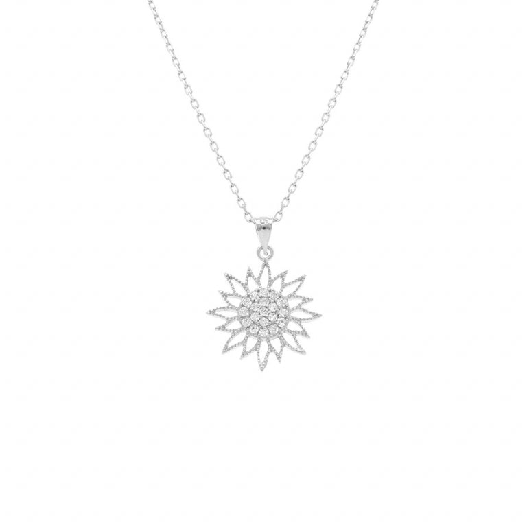 COLLIER Dame pendentif Soleil ARGENT