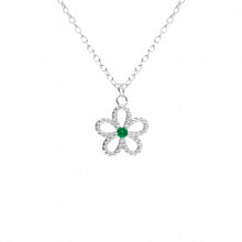 Charger l&#39;image dans la galerie, COLLIER Dame fleur +pierre verte ARGENT
