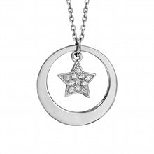 Charger l&#39;image dans la galerie, COLLIER Femme ARGENT RHODIE CERCLE AVEC  ETOILE EMPIERREE
