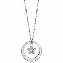 Charger l&#39;image dans la galerie, COLLIER Femme ARGENT RHODIE CERCLE AVEC  ETOILE EMPIERREE
