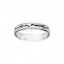 Charger l&#39;image dans la galerie, ALLIANCE ARGENT RHODIÉ 4MM Diamantée motif X A062824
