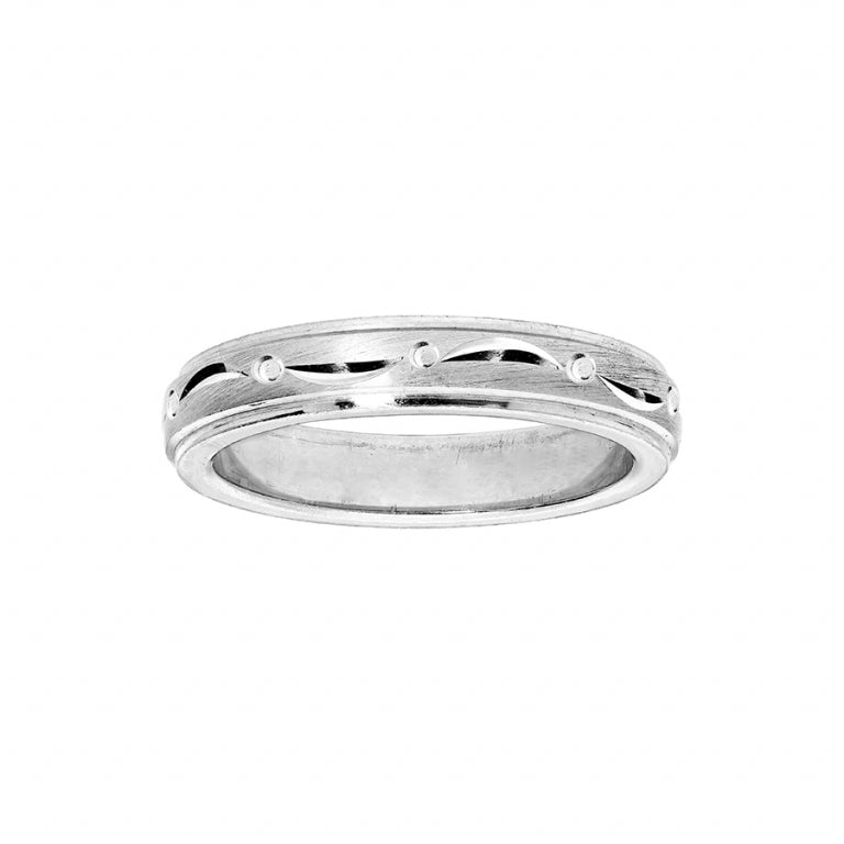 ALLIANCE ARGENT RHODIÉ 4MM SATINÉE A063374