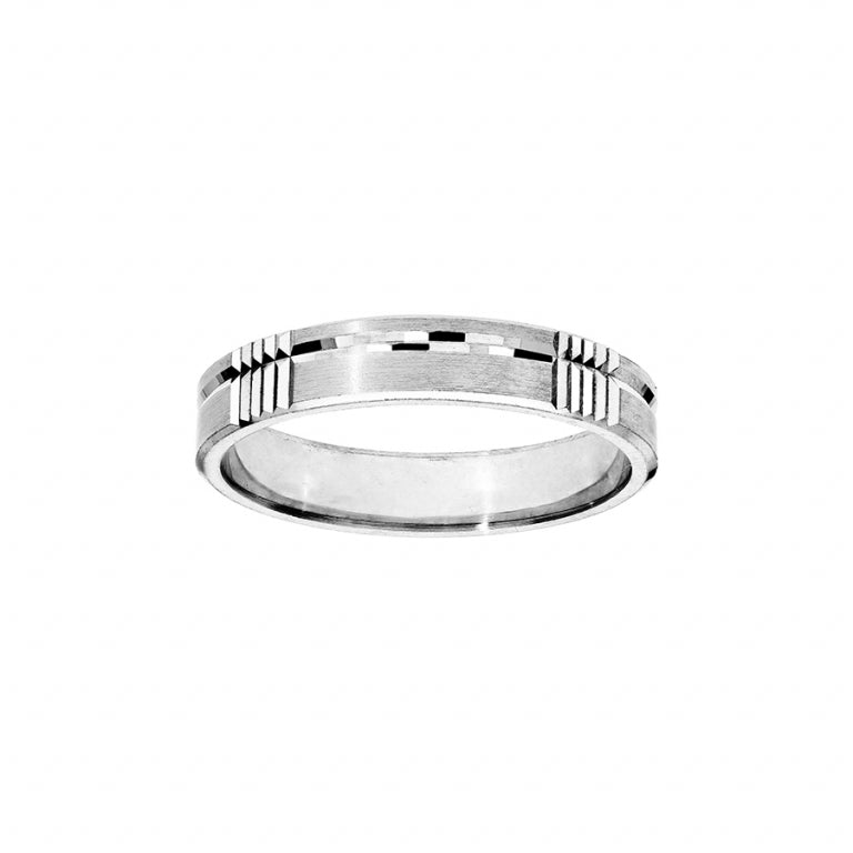 ALLIANCE ARGENT RHODIÉ 4MM DIAMANTEE BROSSEE A064064