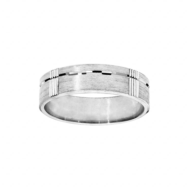 ALLIANCE ARGENT RHODIÉ 6MM DIAMANTEE BROSSEE A064066