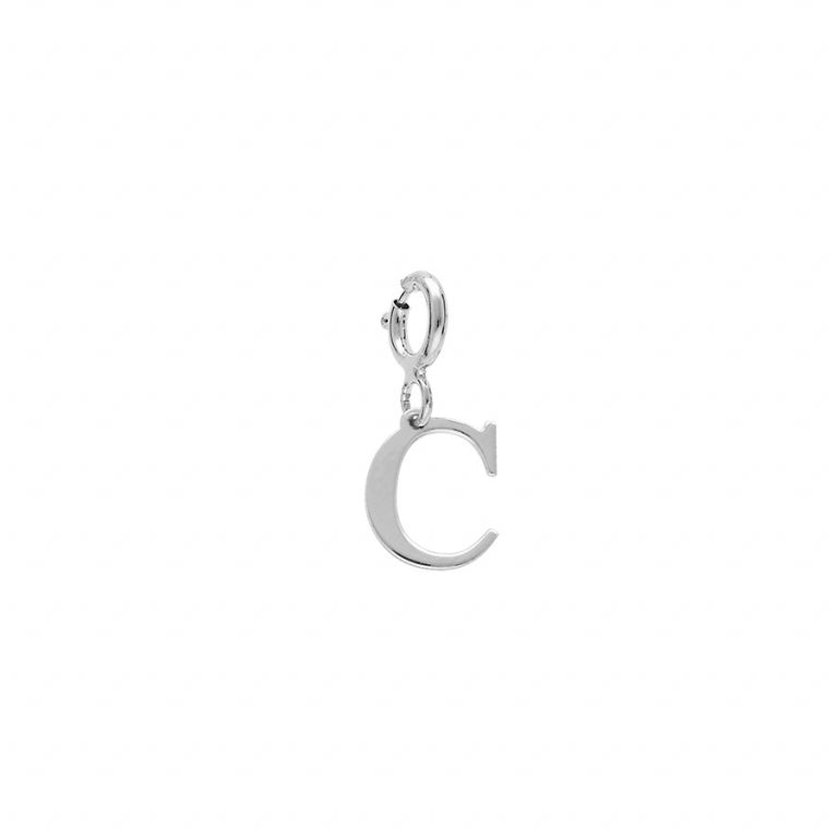 PENDENTIF ARGENT RHODIE INITIALE C AVEC ANNEAU RESSORT