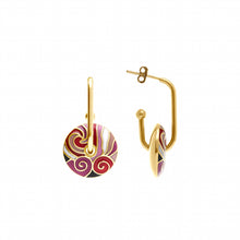Charger l&#39;image dans la galerie, BOUCLES D OREILLES Femme ACIER DORE LAQUE ROUGE/ROSE STELLA MIA
