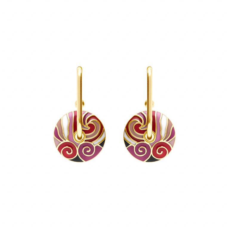 BOUCLES D'OREILLES  ACIER DORÉ STELLA MIA ANNEAU RÉSINE ROUGE