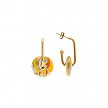 Charger l&#39;image dans la galerie, BOUCLES D OREILLES Femme ACIER DORE STELLA MIA résine orangé
