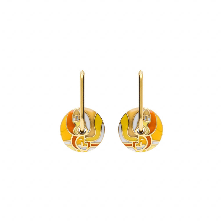 BOUCLES D OREILLES Femme ACIER DORE STELLA MIA résine orangé