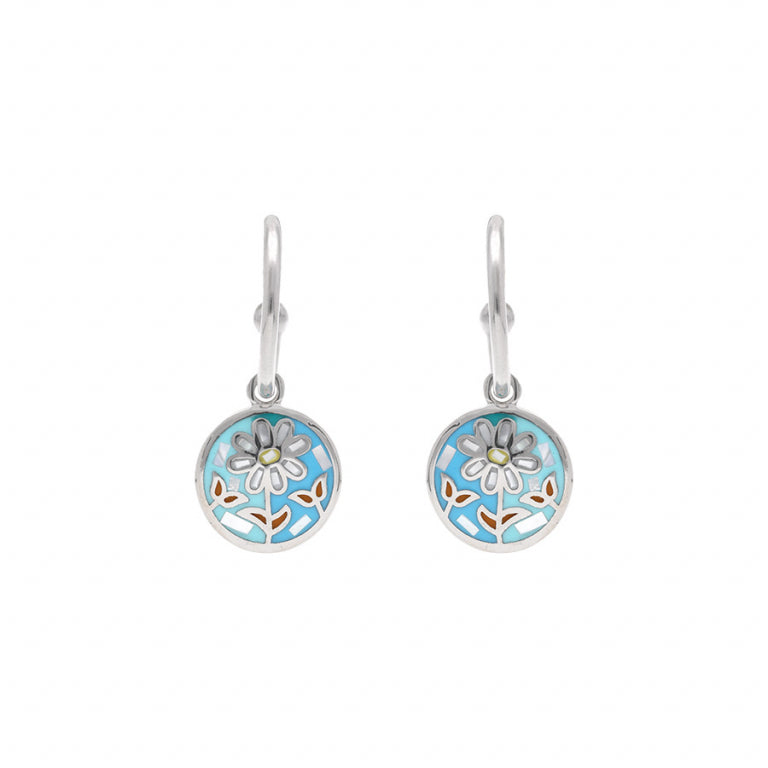 BOUCLES D'OREILLES Femme ACIER STELLA MIA RONDE RÉSINE ET NACRE FLEUR