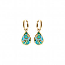 Charger l&#39;image dans la galerie, BOUCLES D&#39;OREILLES Dame tulipe bleue  ACIER DORE STELLA MIA
