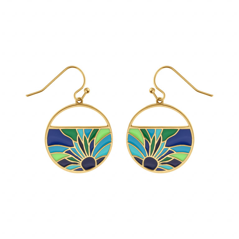 BOUCLES D'OREILLES Dame motif rond ACIER DORE INOXYDABLE STELLA MIA