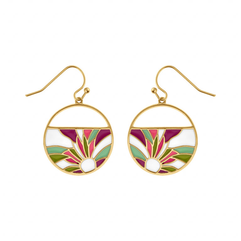 BOUCLES D'OREILLES Dame motif rond ACIER DORE INOXYDABLE STELLA MIA