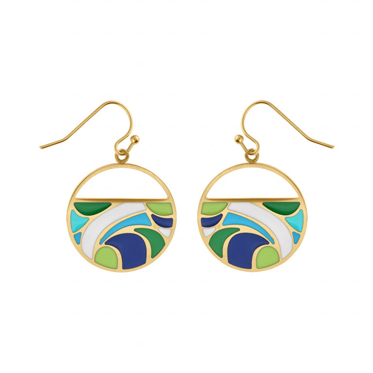 BOUCLES D'OREILLES Dame motif rond ACIER DORE INOXYDABLE STELLA MIA