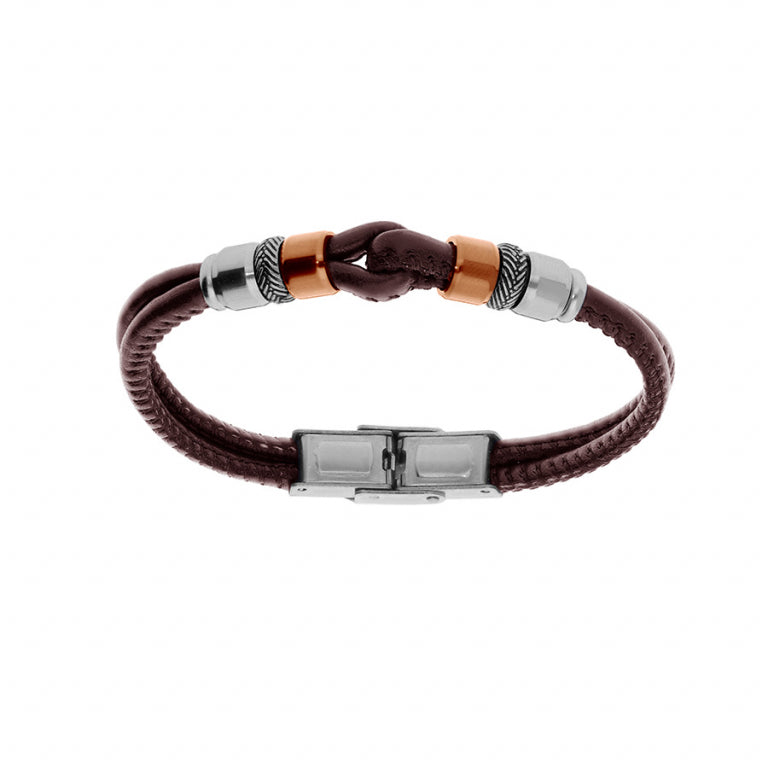 BRACELET Junior cuir marron et ACIER