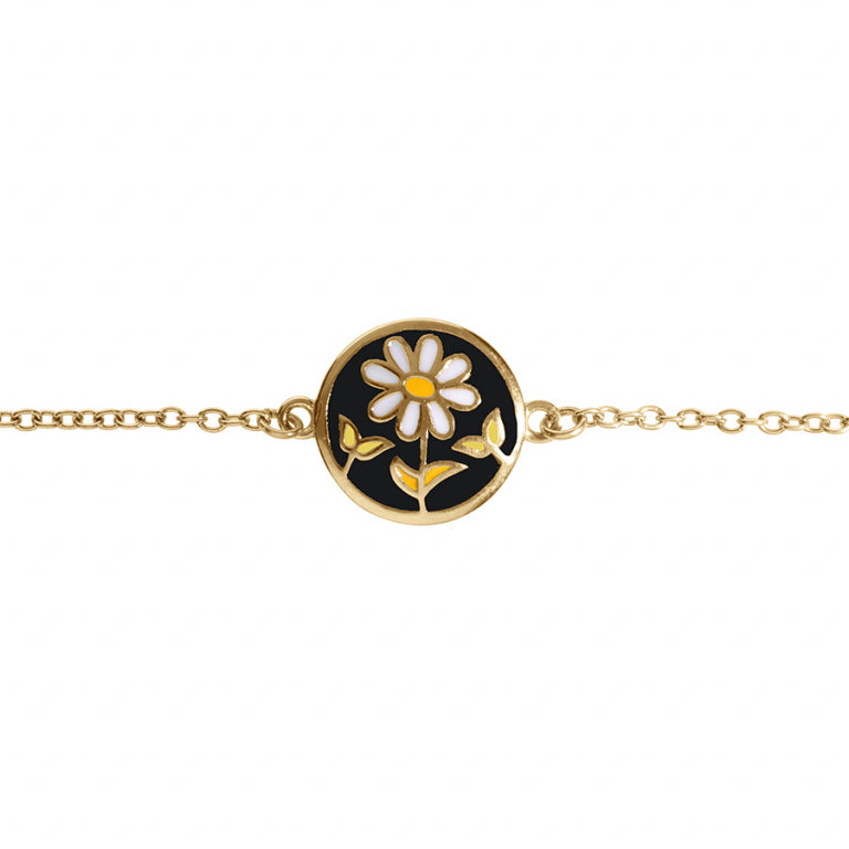 BRACELET Femme ACIER DORE STELLA MIA RESINE NOIRE