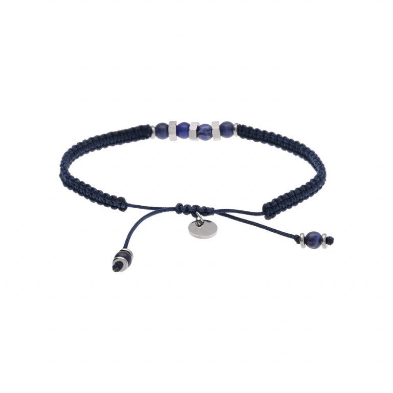 BRACELET Junior cordon réglable et 4 boules bleues ACIER