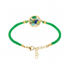 Charger l&#39;image dans la galerie, BRACELET Dame cordon vert et motif rond ACIER DORE INOXYDABLE STELLA MIA
