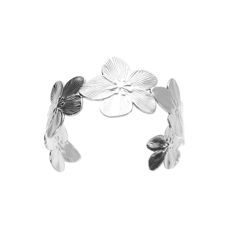 BRACELET Dame jonc fleurs ACIER INOXYDABLE