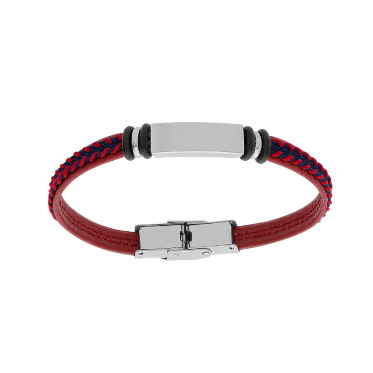 BRACELET Junior cuir rouge  ACIER