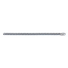 Charger l&#39;image dans la galerie, BRACELET ACIER MAILLE GOURMETTE PVD BROSSÉ ASPECT PATINÉ CHANFRIN BLEU OU NOIR
