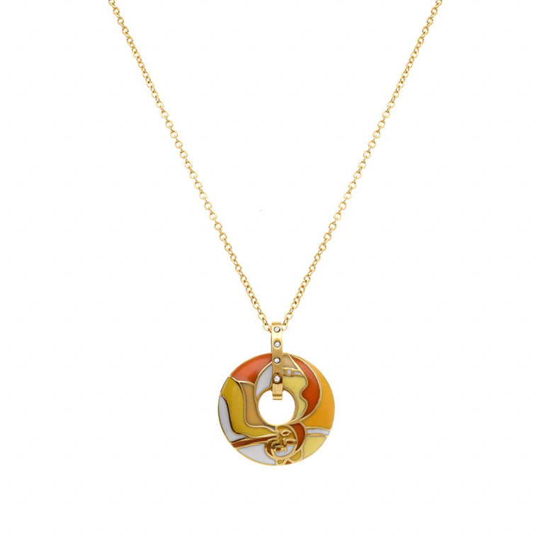 COLLIER Femme ACIER DORE STELLA MIA orangé